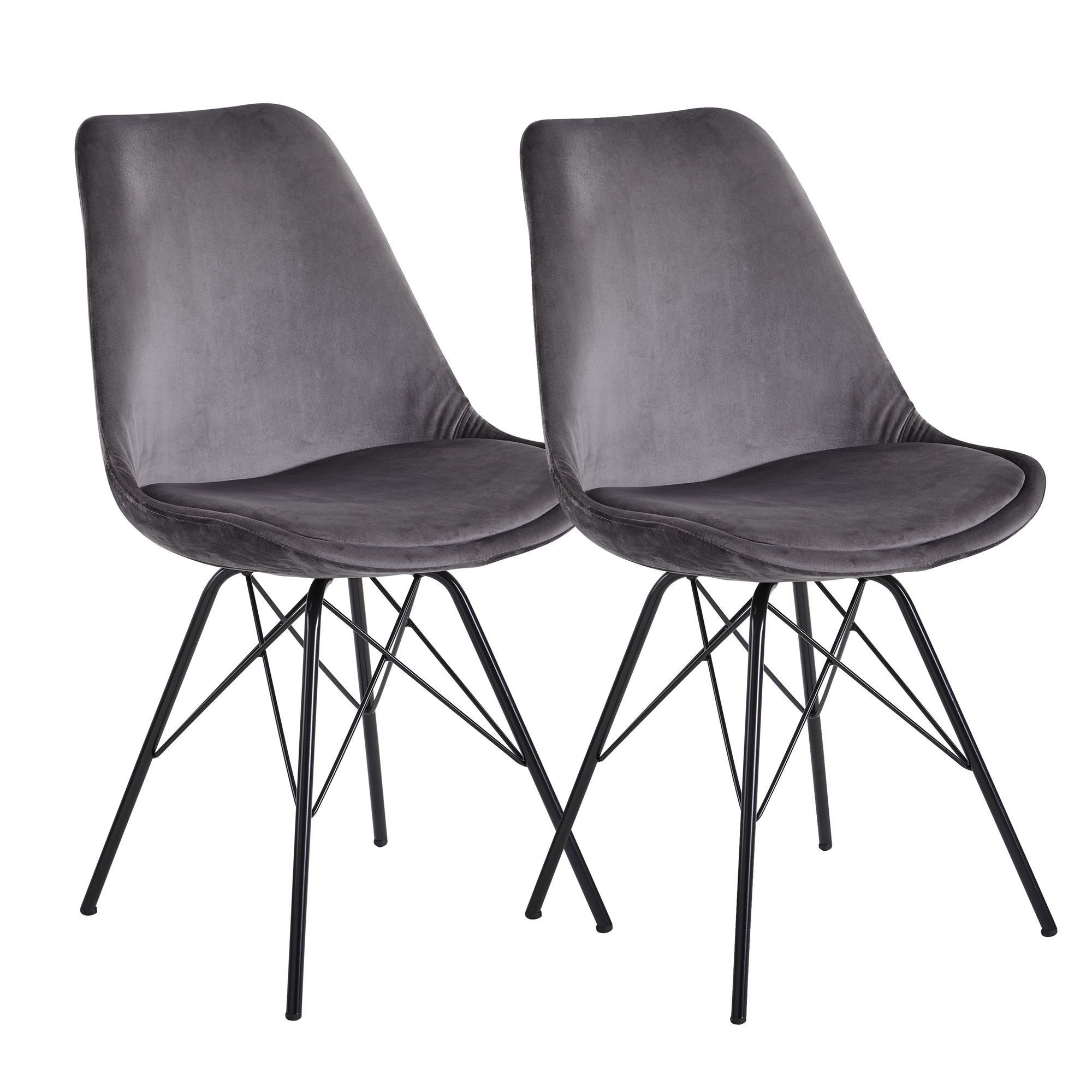 Chaise de salle à manger 2 pièces | Velours gris | 48x86x58 cm