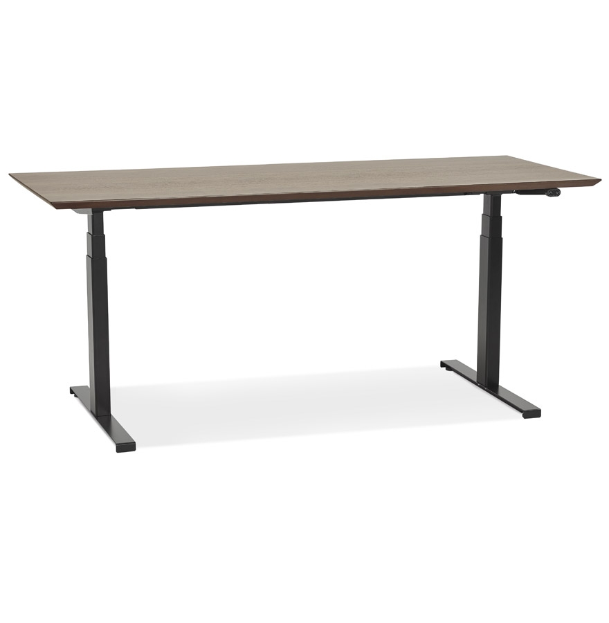 Bureau assis-debout électrique | Plateau bois finition noyer | 180x90 cm