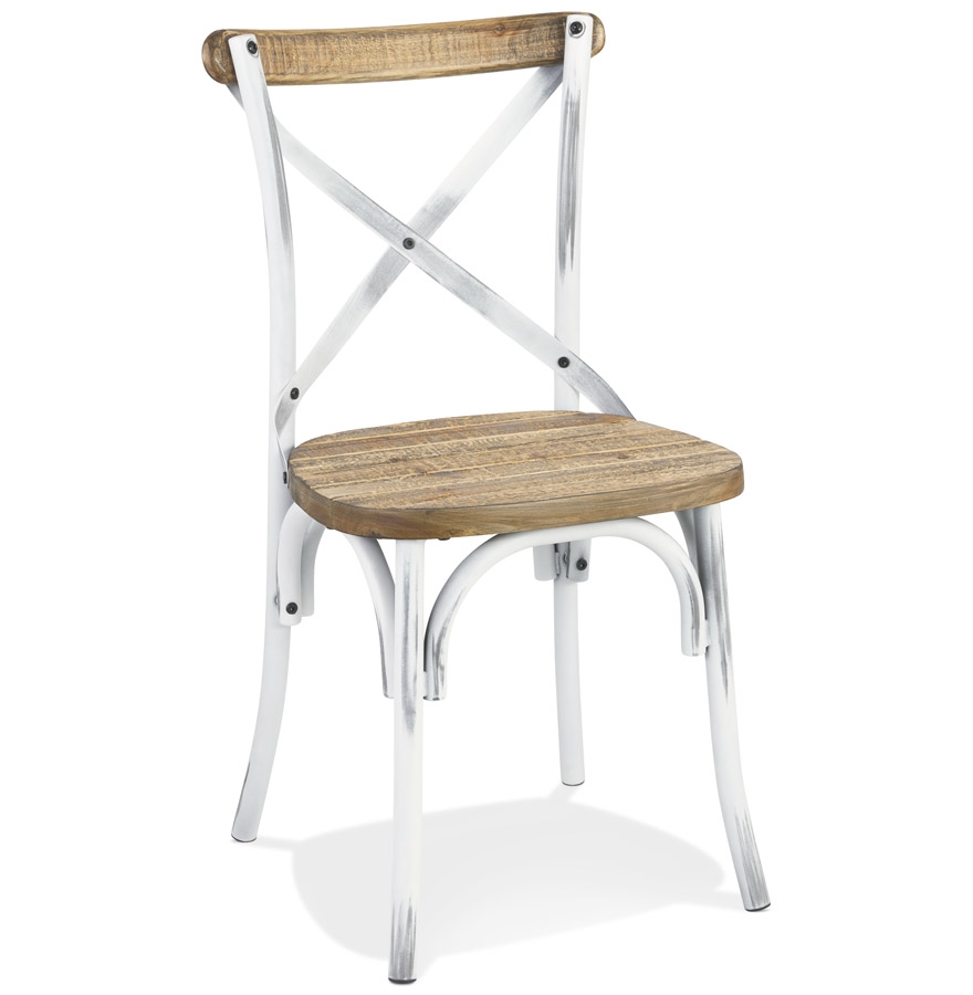 Chaise de cuisine en bois RANCH | Finition noyer vieilli | 50x47x89 cm