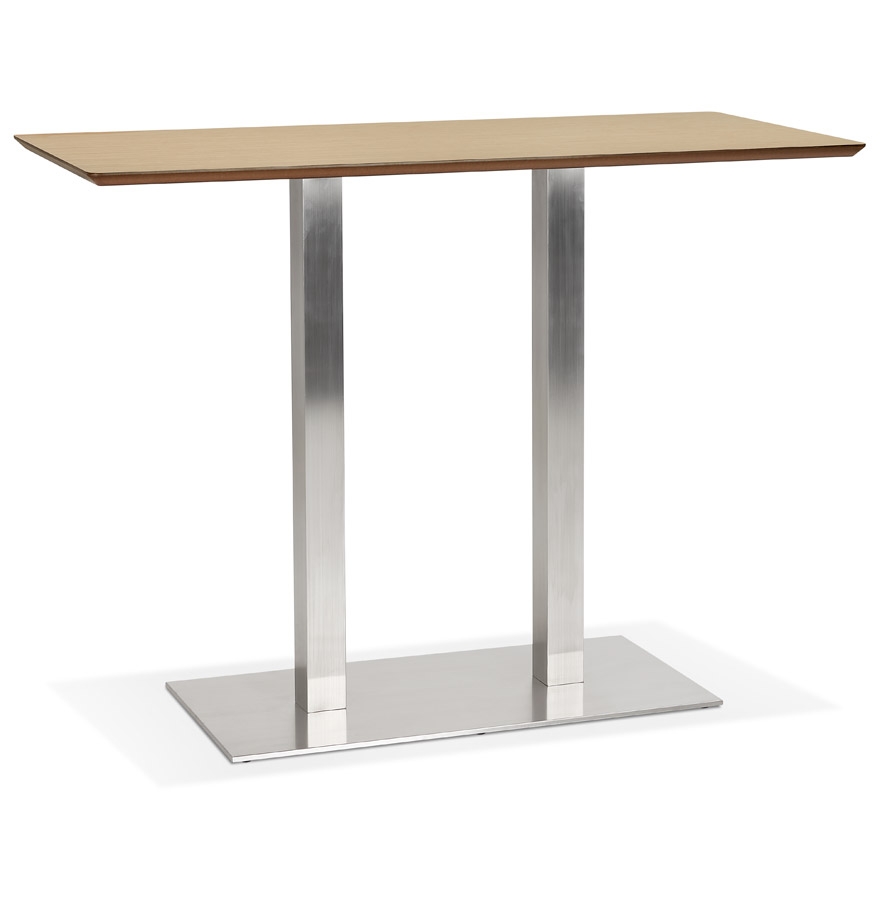 Table haute design MAMBO BAR | Plateau MDF finition chêne naturel | Beige/Noir | 150x70x100 cm