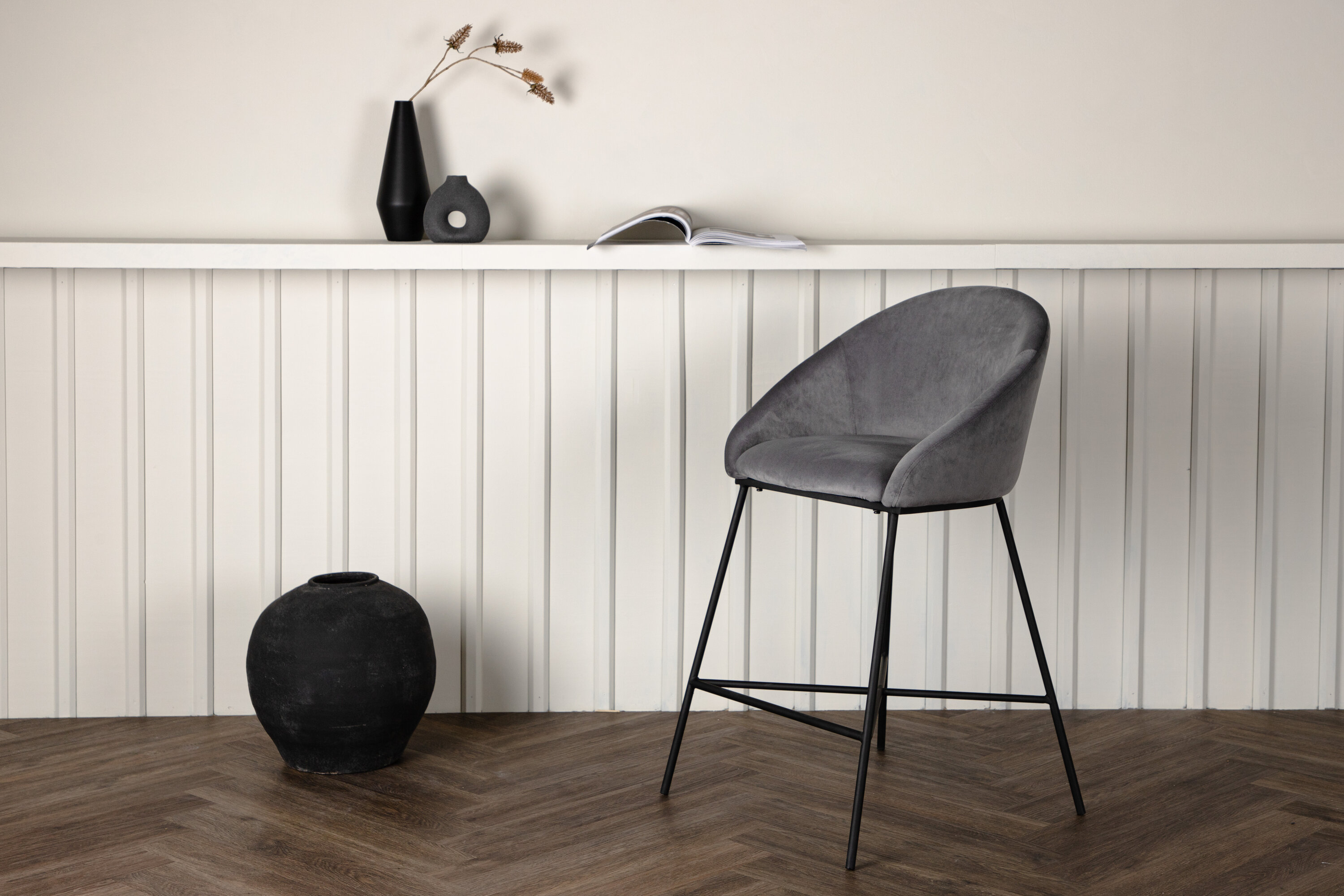 Chaise de bar en velours