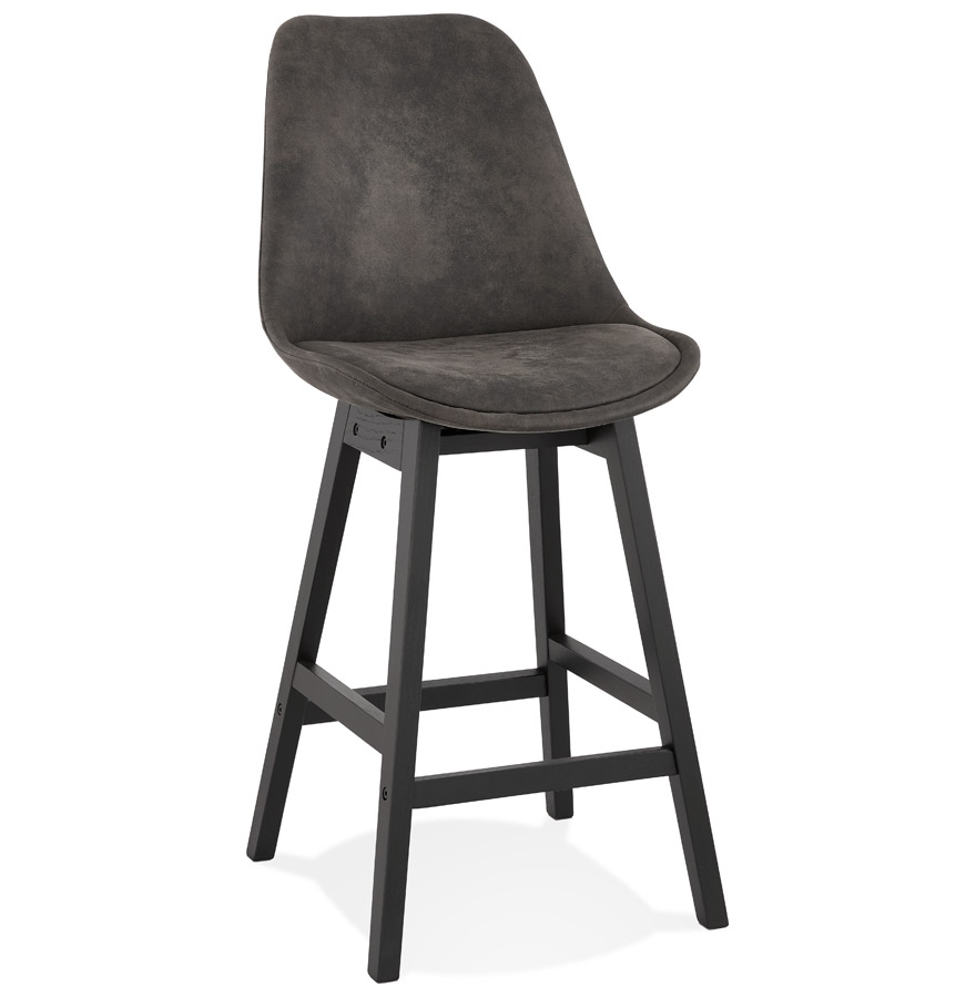 Alterego Tabouret de bar ASPEN MINI Couleur du piètement Noir Assise Gris foncé