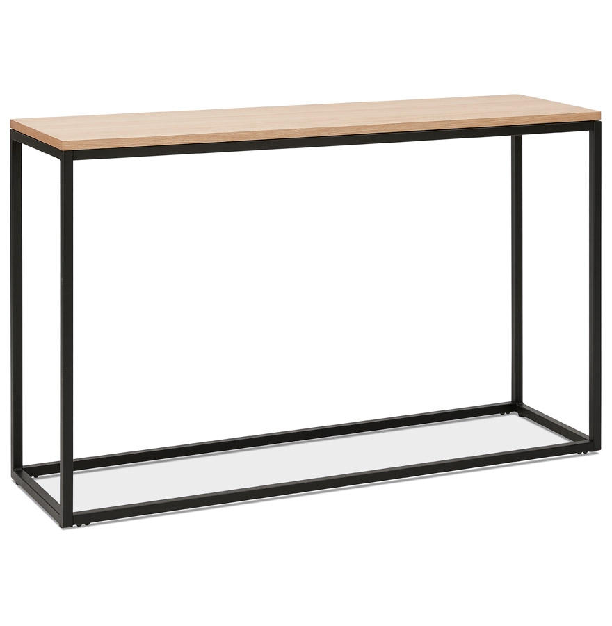 Console RIVER style industriel | Bois plaqué chêne naturel et métal noir | 120x35x75 cm