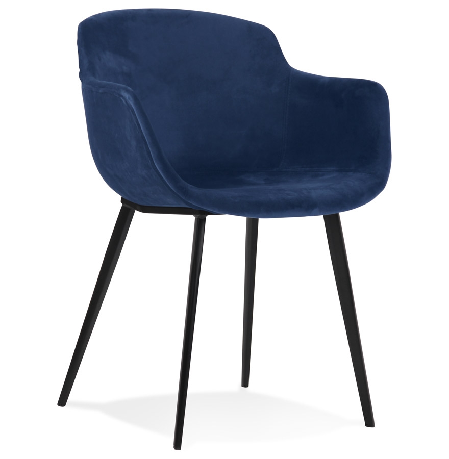 Chaise ARMADA avec accoudoirs | Velours bleu | 59x54x80 cm