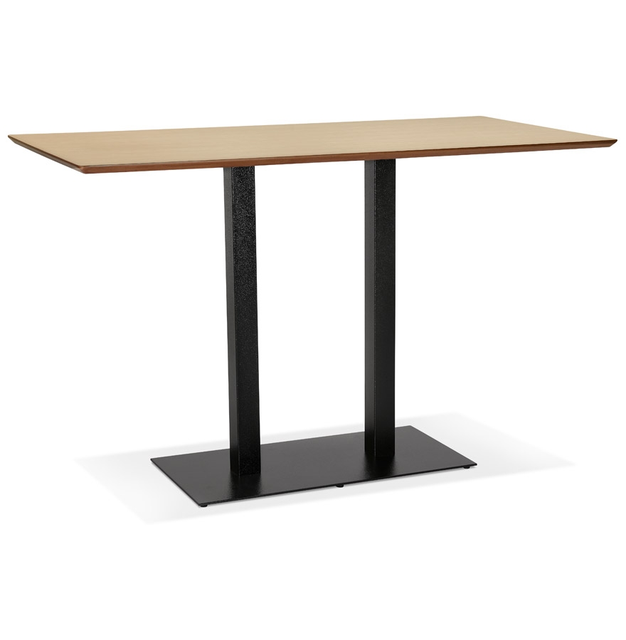 Table haute design bois naturel MDF 180x90 cm | Pieds métal noirs