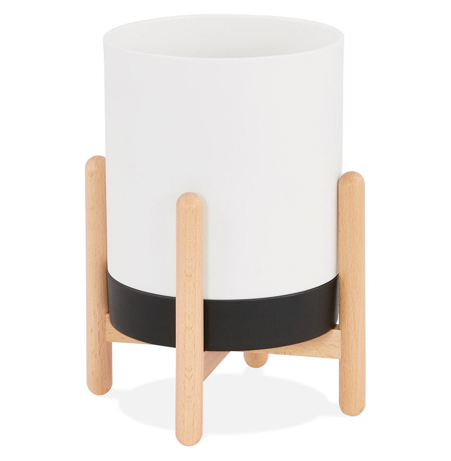 Pot pour plantes noir et blanc, cadre en bois Adrienne